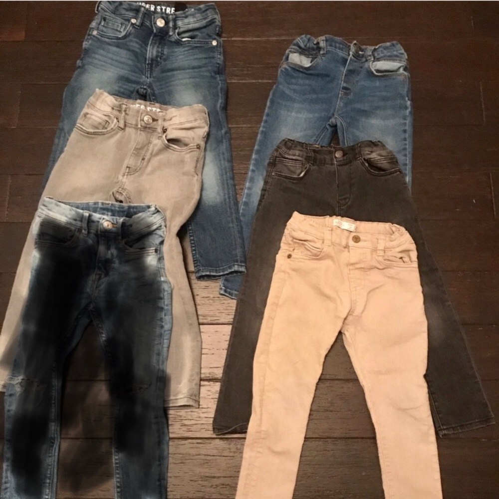 5 pairs of Boys size 3/4 H&M and Zara skinny jeans